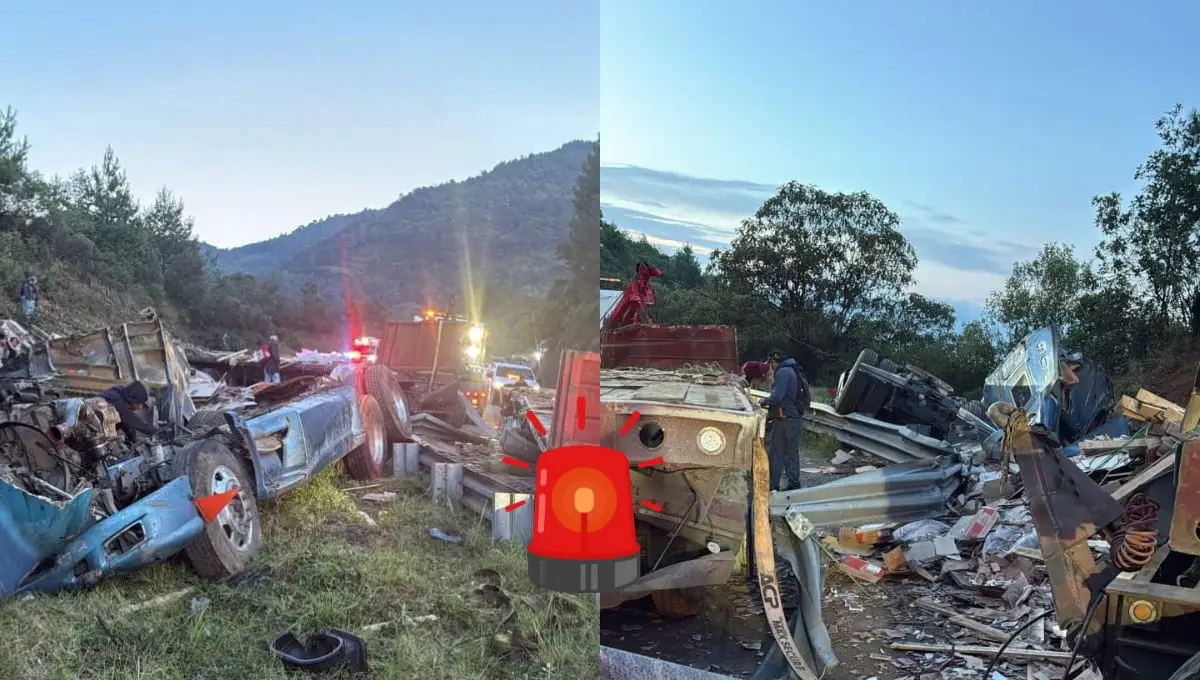 Muere hombre tras volcar con tractocamión cargado de losas en autopista Orizaba-Puebla