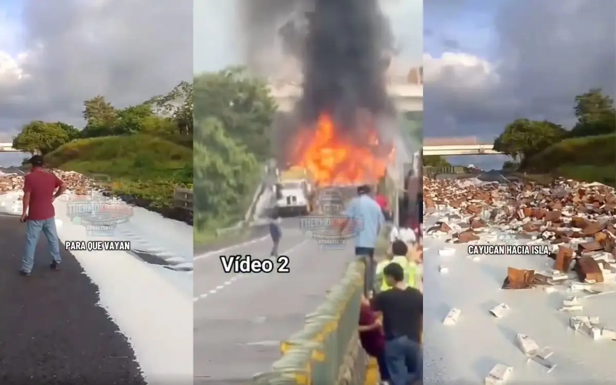 Cierre total en la autopista Isla – Acayucan por incendio de camión