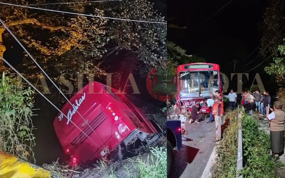 Vuelca autobús Adelas en la carretera Orizaba – Zongolica; regresaba de evento de Nahle