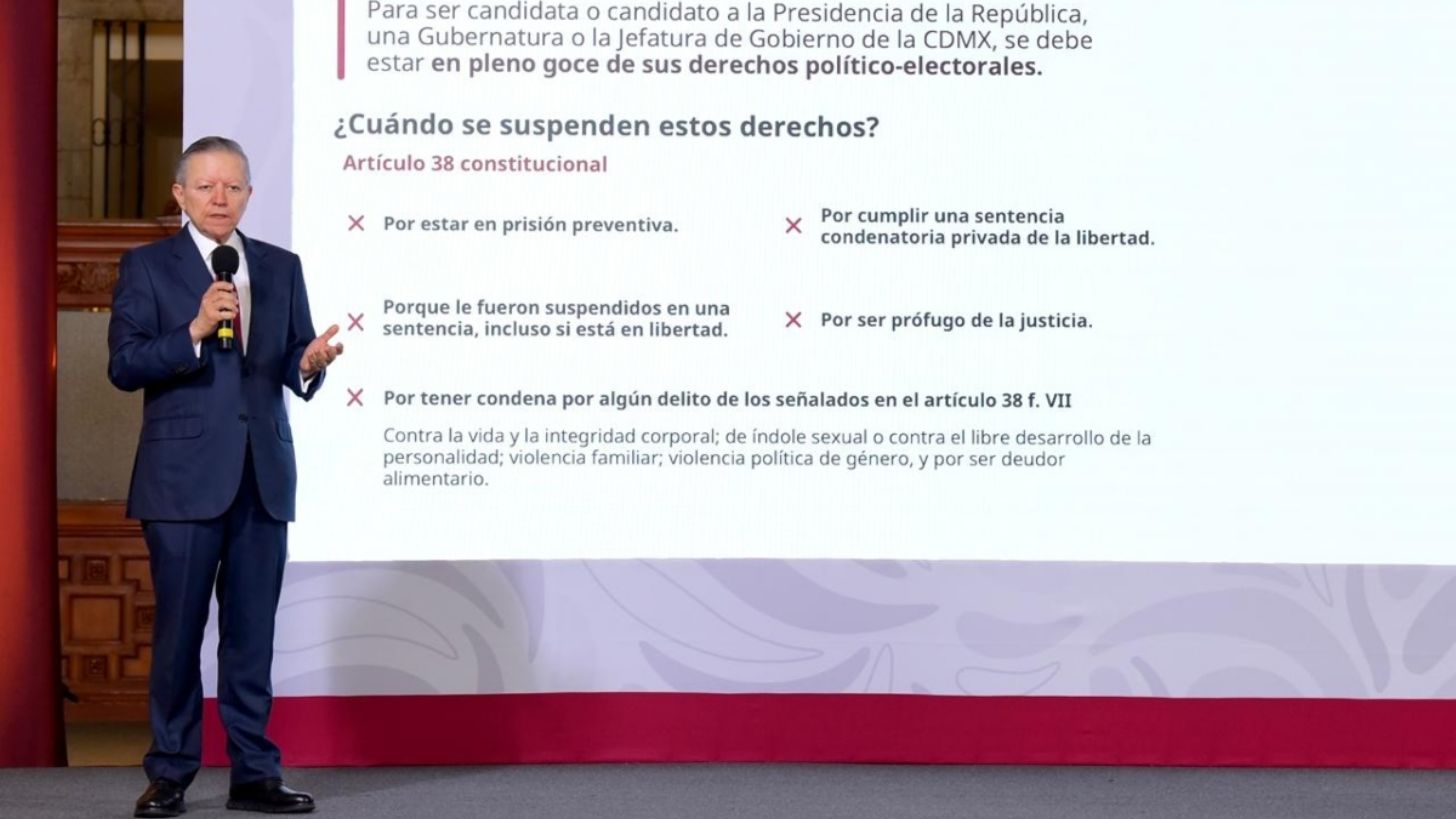 Orden de aprehensión no basta para impedir una candidatura a la presidencia, aclara Arturo Zaldívar