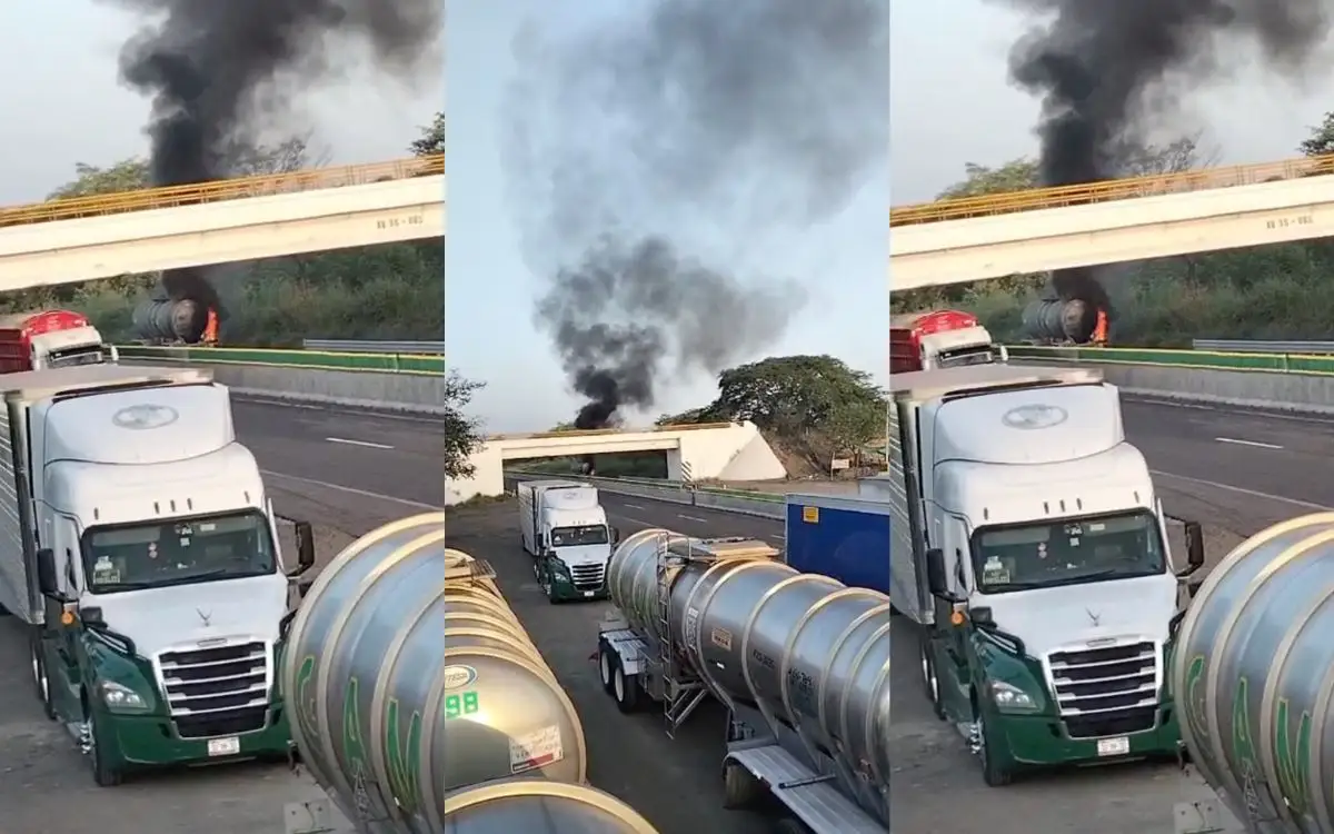 Cierran paso en la autopista Veracruz-Córdoba por incendio de pipa