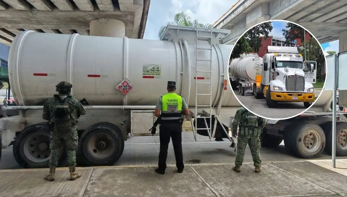 Guardia Nacional asegura pipa de combustible en Xalapa