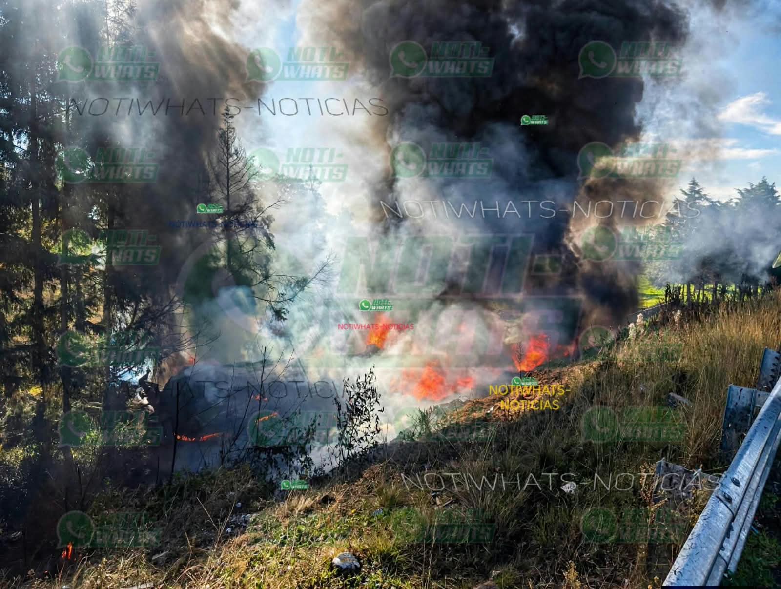 MUERE CALCINADO CHOFER DE PIPA QUE EXPLOTÓ EN LA XALAPA-PEROTE