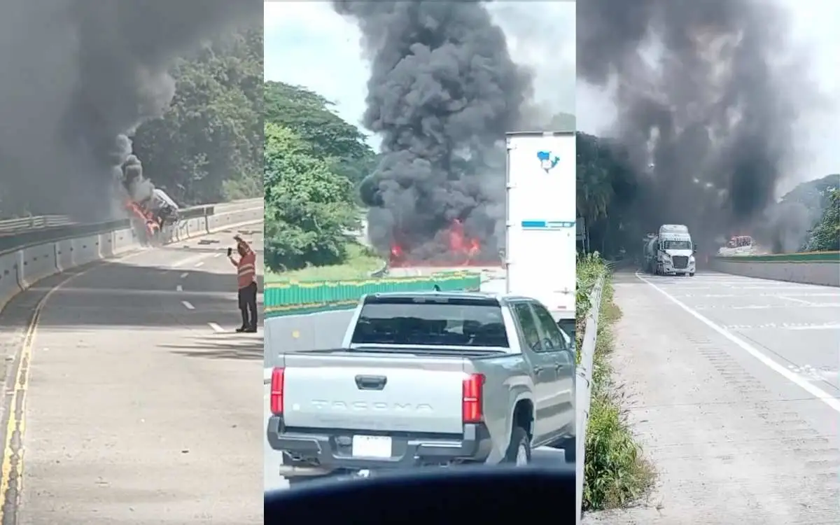 Cierre parcial en la autopista Córdoba-Veracruz por incendio de camión