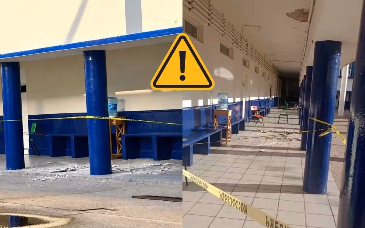 Colapsa techo de secundaria sobre estudiante de Coatzacoalcos; tuvo herida en la cabeza