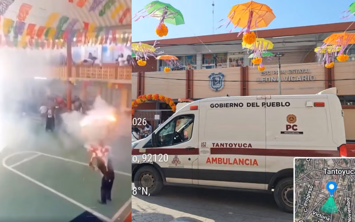 Quema de torito en primaria de Tantoyuca deja 2 estudiantes lesionados