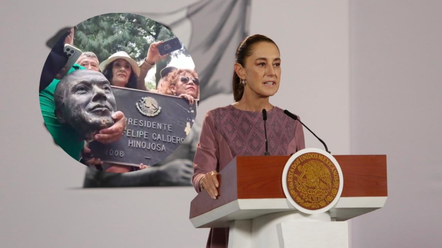 Rechaza Sheinbaum ataque a la estatua de Calderón