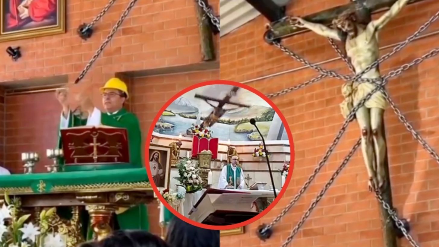 ¿Real o IA? Viralizan VIDEO de padre dando misa con casco y cruz encadenada tras la muerte de Patricio Sánchez